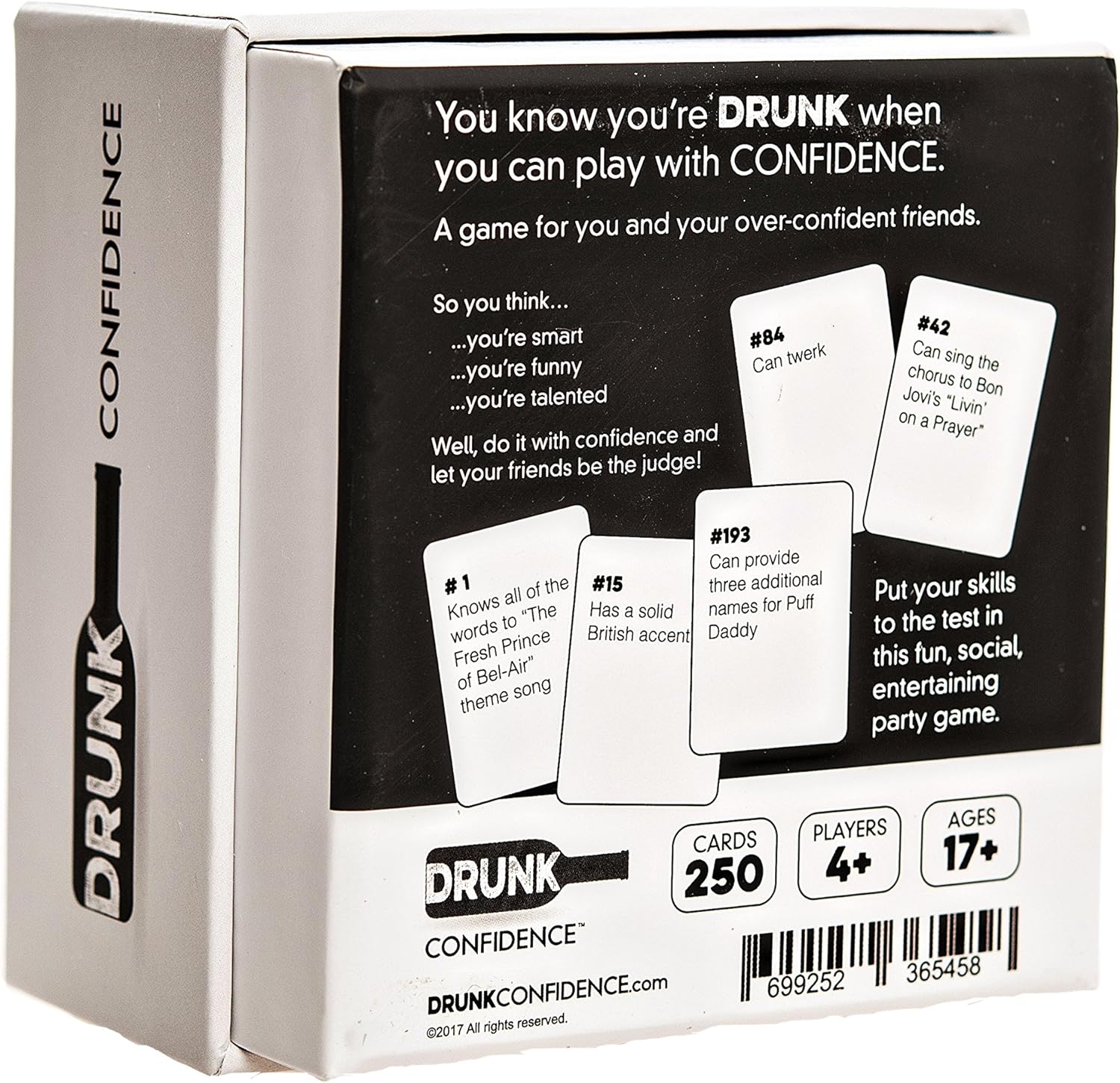 DRUNK CONFIDENCE Party Game - an Adult Party Game for You and Your Overconfident Friends. DRUNK CONFIDENCE Party Game - an Adult Party Game for You and Your Overconfident Friends.